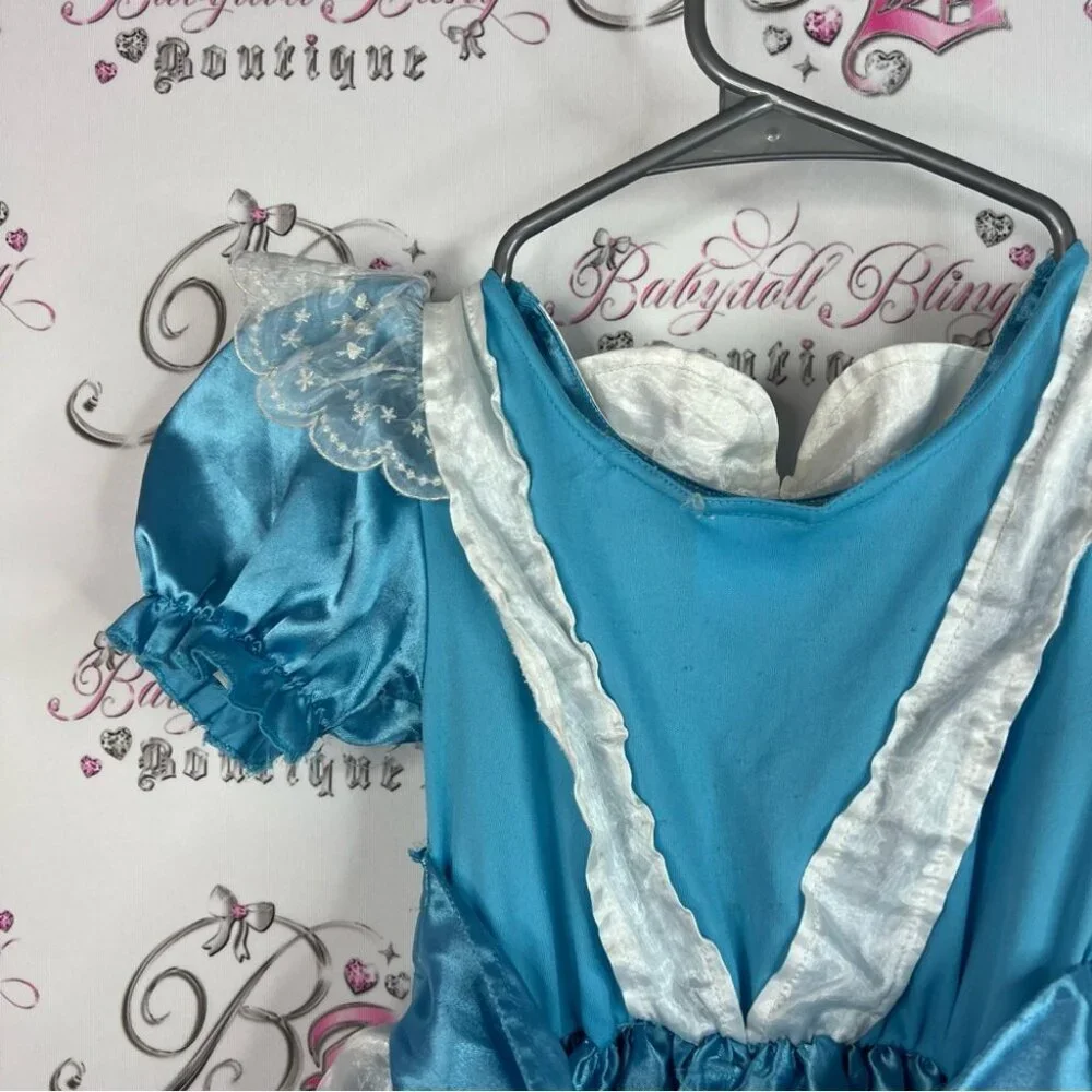 Disney Alice in wonderland costume dress teacups Blue and White Kids Costume - Picture 12 of 13